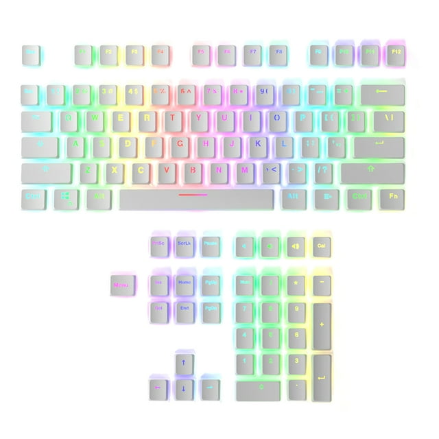 TFixol PBT Pudding Key Caps 108 Keys PBT Thickened Two-color Key Cap Set OEM Height for Mechanical Keyboard White(Only Keycaps)