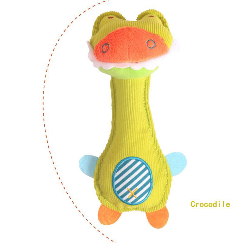 Eco-friendly Animal Plush Sound Handbells Squeeze Rattle For Newborn Baby Toy 
