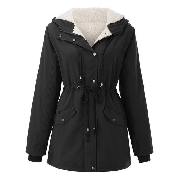 2025 Puawkoer C lothe Coat 1PC Jacket Size Jackets for Women Womens Zip Up Jacket Fleece The Jacket Women Sherpa Coats for Women Women Fashion Drawstring Hoodie Coat Faux Winter Warm Inside Fleece P