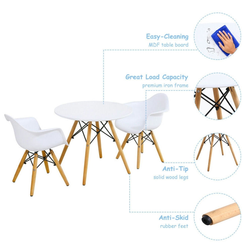 Barara King Toddler Table Chairs Set,Kids Play Table Set,3 Pieces Kid's Modern Round Table Chair Set