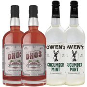 Dhōs Handcrafted Non-Alcoholic Bittersweet 2 Pack w 2 Pack Owen’s Mixers Cucumber Mint - Keto-Friendly, Zero Sugar, Zero Calories, Zero Proof - 750 ML - Perfect for Mocktails - A