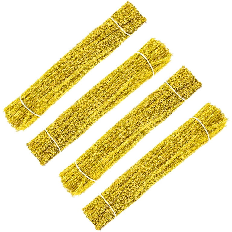 Box of 100 Gold Wired Tinsel Chenille Stems Craft Pipe Cleaners 12 x 3mm  1/8