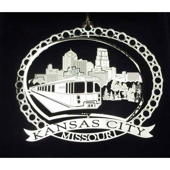 Nations Treasures Kansas City Missouri Brass Christmas Ornament Souvenir, 2.5" x 3"