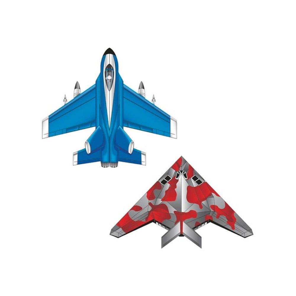 XKites Microkite Mini Mylar Kite 2 Pack (Stealth & Fighter Jet