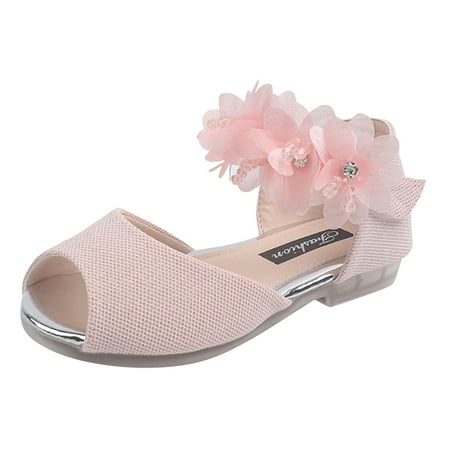 

Girls Rhinestone Flower Shoes Low Heel Flower Wedding Party Dress Pump Shoes Princess Shoes For Kids Toddler