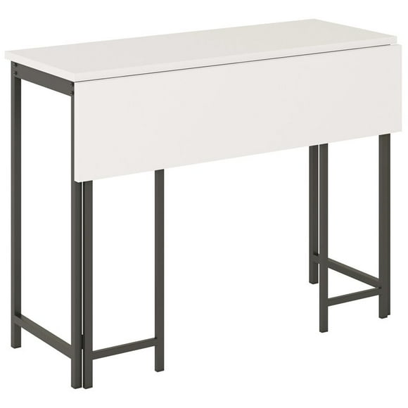Bowery Hill Modern Engineered Wood Table with Drop Leaf in White