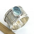 thumbnail image 5 of Natural Aquamarine Ring, 925 Sterling Silver, Textured Ring, Oval Shape Gemstone, Wide Band Ring, Designer Ring, Blue Gemstone, Gift For Him, 5 of 5
