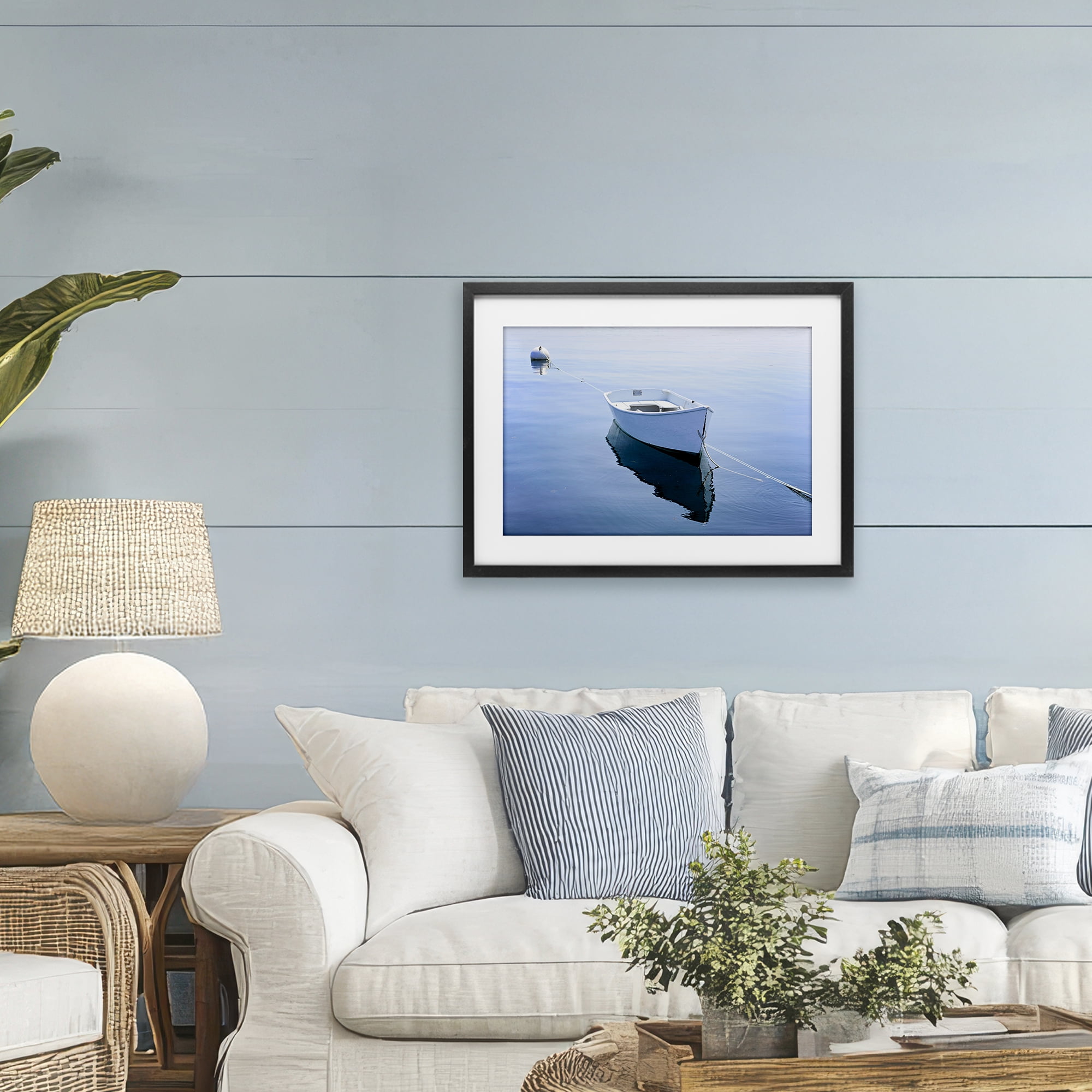Stupell Industries Boat Tied to Dock Black Framed Print Under Glass, design by JLM Photographs