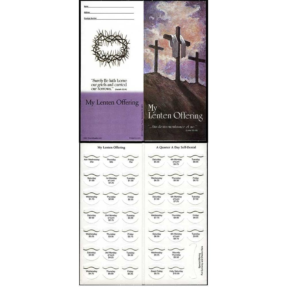 Semidated Lent Crosses Coin Quarter Coin Folders for Church