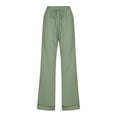thumbnail image 4 of FRSASU Womens Casual Imitation Cotton Linen Pants Lightweight Summer Elastic Waist Plus Size Solid Lounge Long Trousers Army Green, 4 of 5