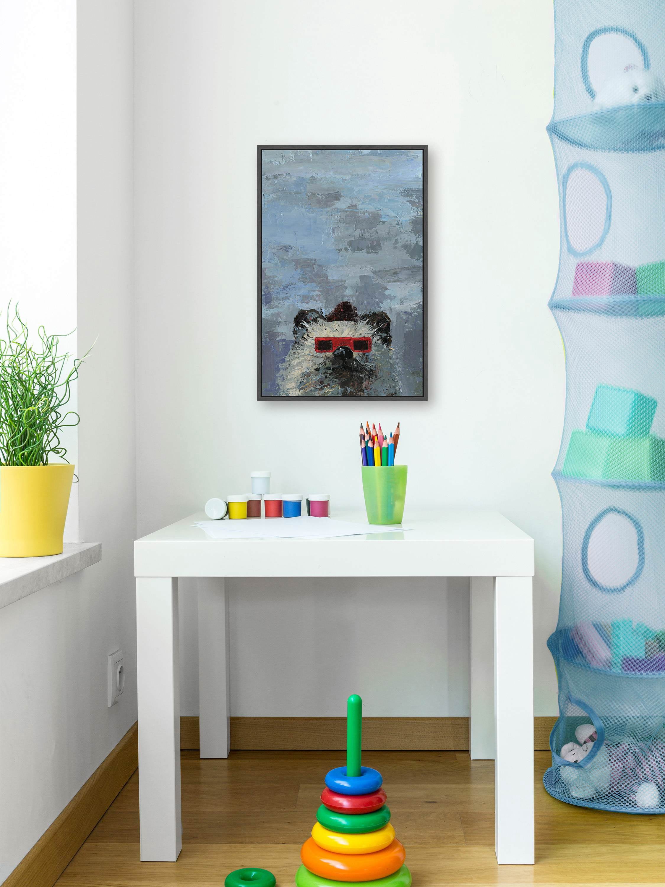 Red 3D Glasses Floater Framed Painting Print on Canvas