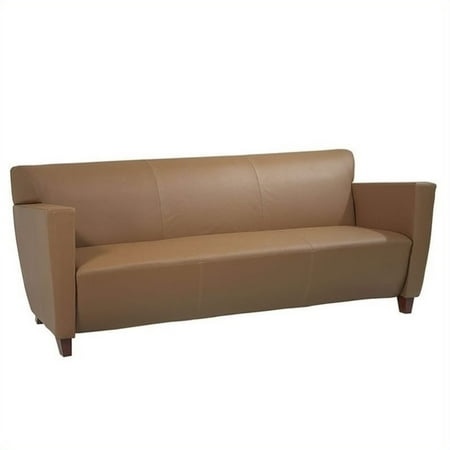 Office Star Bonded Leather Sofa with Cherry, Shipped Assembled with Legs Unmounted, Multiple Colors