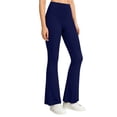 thumbnail image 2 of ClodeEU Women's High Waisted Stretchy Flare Leg Yoga Pants, Casual Solid Color Trousers with Pockets Navy,Women's Plus XXL, 2 of 8