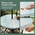 thumbnail image 5 of Round Outdoor Tablecloth with Umbrella Hole and Zipper, Ombre Teal Grey Striped Tablecloth with Elastic Waterproof, Farmhouse Modern Stripes Patio Table Covers for 31" - 35" Picnic Pool Tables, 5 of 9
