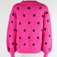 thumbnail image 7 of Lovskoo Sweaters for Women Comfortable Polka Dot Printing Long Sleeve Round Neck Sweater Top Hot Pink, 7 of 7