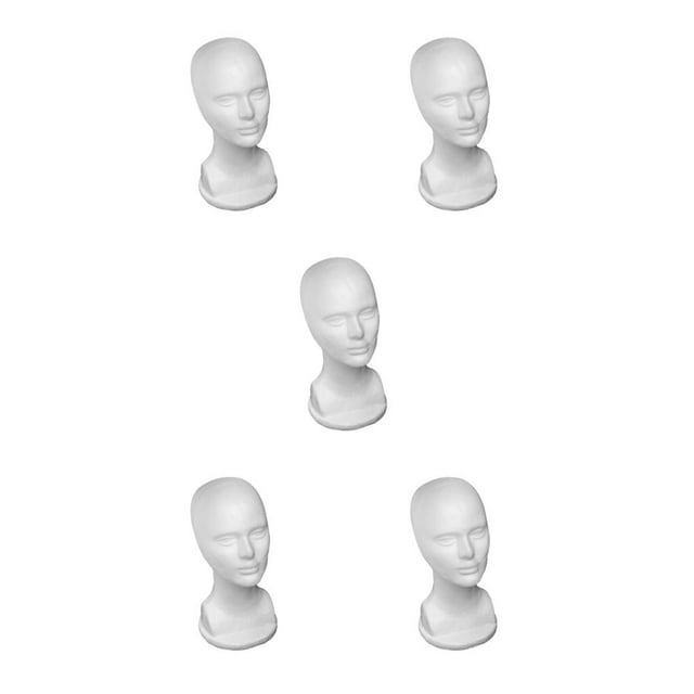 bedienty Mannequin Head Female Model Wigs Glasses Props Home Deflection Bubble Display Rack Holder Multifunctional Shelf Male 5Set