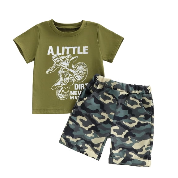 KPOPLK Toddler Baby Boy Summer Clothes 6 9 12 18 Months 2t 3t 4t Short Sleeve T-Shirt Elastic Waist Shorts Set 2 Piece Outfit Size 5-6 Years,Green