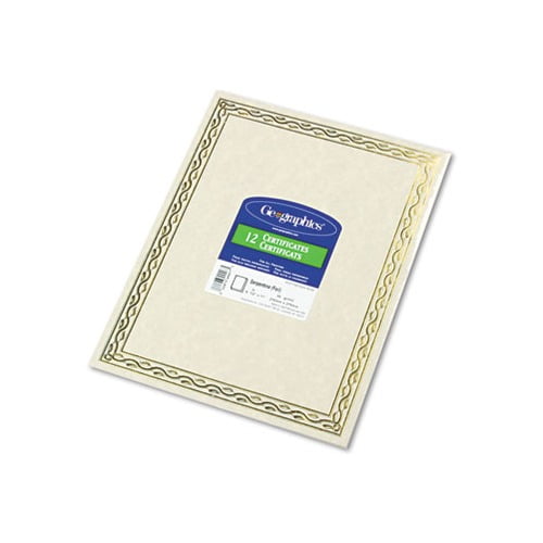 Foil Stamped Award Certificates 8-1/2 x 11, Gold Serpentine Border, 12/Pack