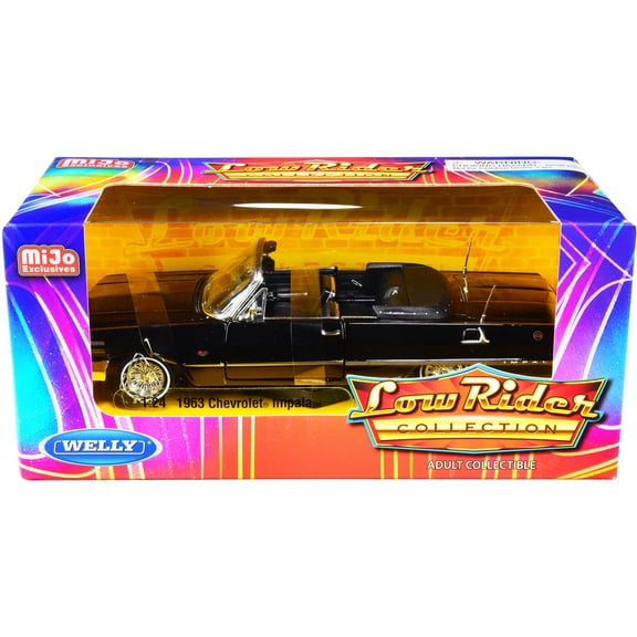 1963 Chevrolet Impala SS Convertible Black "Low Rider Collection" 1/24 Diecast Model Car by Welly
