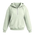 thumbnail image 5 of HOSIA Quarter Zip Hoodie for Women Fall Fashion Must Haves Loose Casual Gym Hooded Sweatshirts Loose Fit Cute Comfy Plain Lounge Plus Size Trendy Fashion Track Jacket with Pockets Green L, 5 of 9