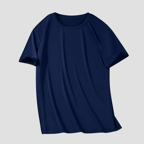pstuiky Camisas de vestir de manga corta para hombre, Blusas/camisetas casuales de verano para hombre, de color liso y cuello redondo ropa de hombre xxxl