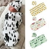 Visland 2Pcs/Set Newborn Receiving Blanket with Beanie - 0-3 Months Unisex Newborns and Infants Soft Baby Cocoon Sack Swaddle Girl Boy Gifts