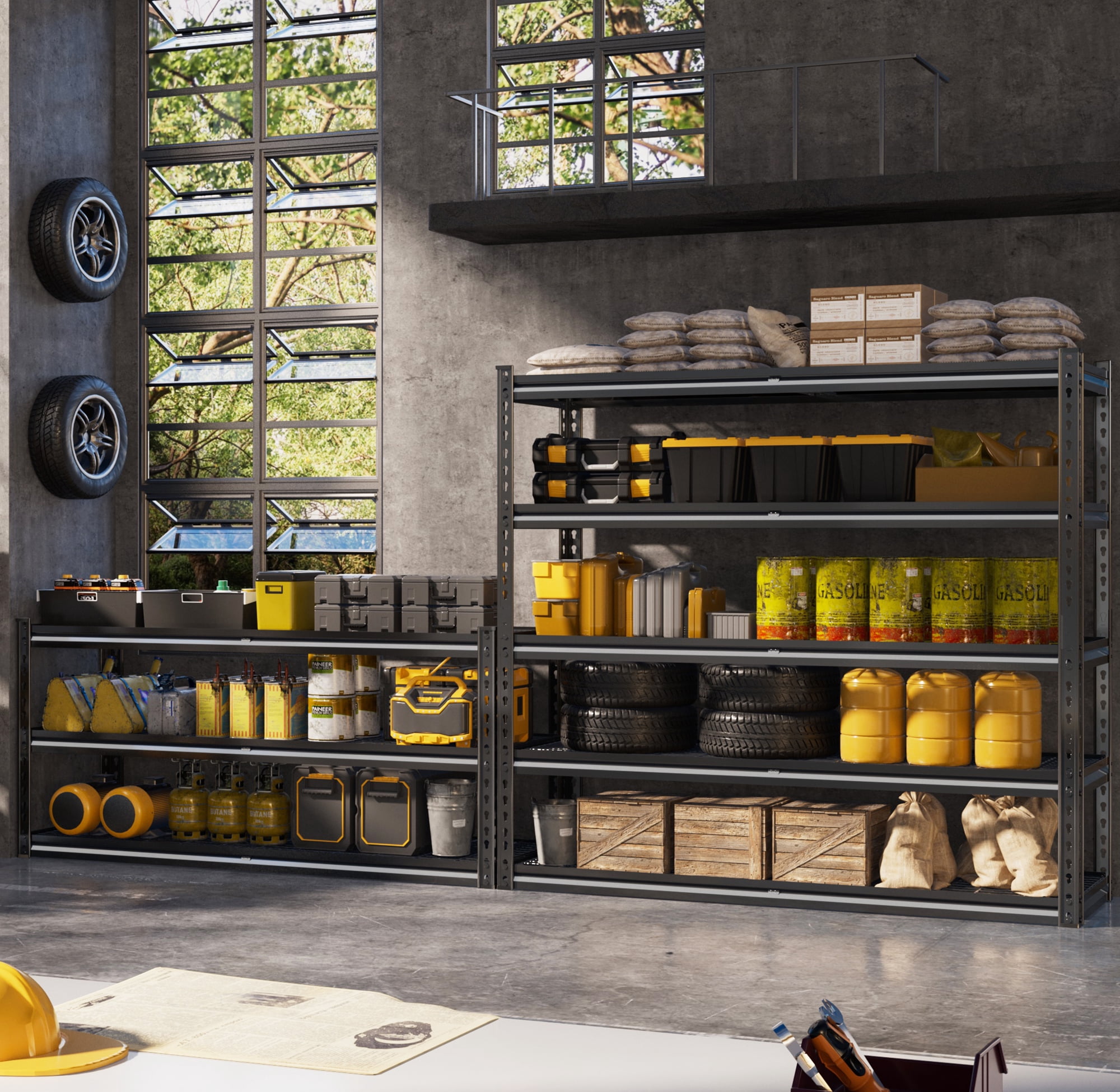 VDEVY 48" W Garage Shelving Unit Heavy Duty Storage Shelves 5-Tier Metal Shelves for Pantry Industrial Shelf