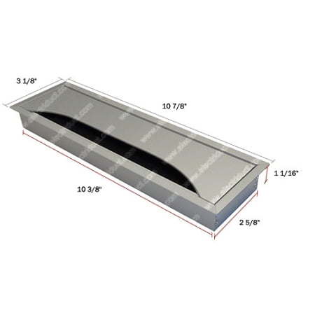 Silver Rectangular Metal Table Grommet with Bristles