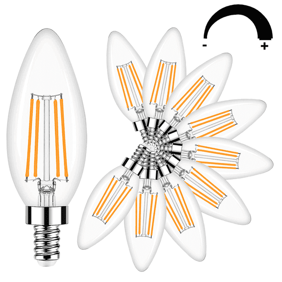 Candelabra LED Light Bulb -  Equivalent 40W, Warm White 2700K , 10 Pack