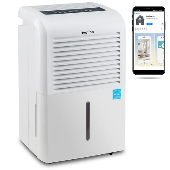 Ivation 4,500 Sq Ft Smart Wi-Fi Energy Star Dehumidifier, Hose Connector, Humidity Control & More