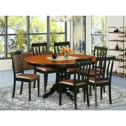 East West Furniture Avon 7-piece Wood Dining Set w/ Leather Seat in Black/Cherry