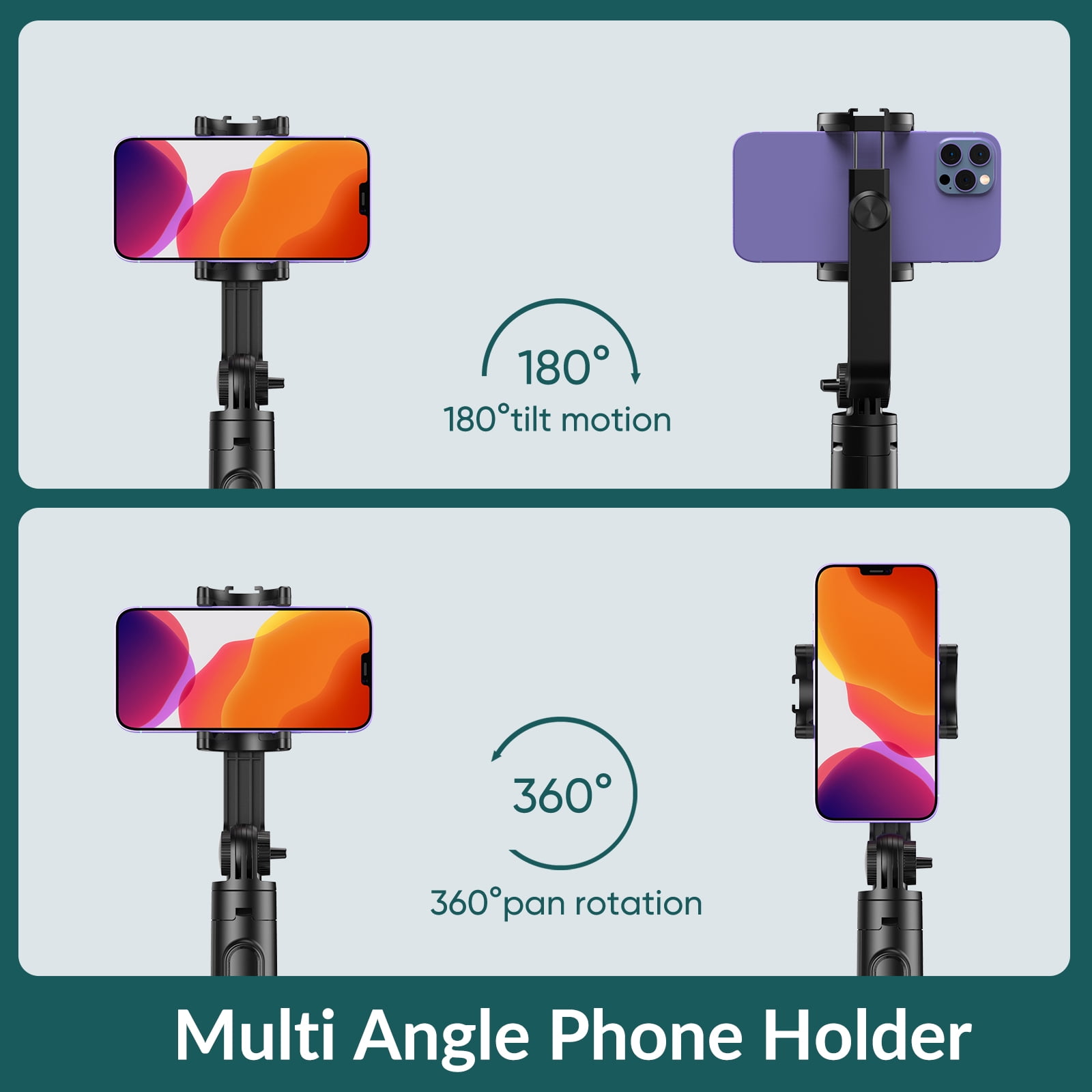 Apexel 1.5m Foldable Phone Tripod Extended Selfie Stick Portable iPhone Selfie Stick 360° Adjustable Stand For iPhone Android