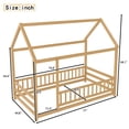 thumbnail image 7 of Leumius Twin Size Floor Bed with House Roof Frame, Fence Guardrails Montessori Floor Bed for Boys Girls Natural, 7 of 7