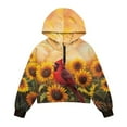 thumbnail image 5 of Xixirimido Cardinal Bird Sunflower Pattern Girls Half Zip Sweatshirt Long Sleeve Pullover Crop Tops Kids Lightweight Hoodie Fashion Winter Clothes Size 13-14, 5 of 7
