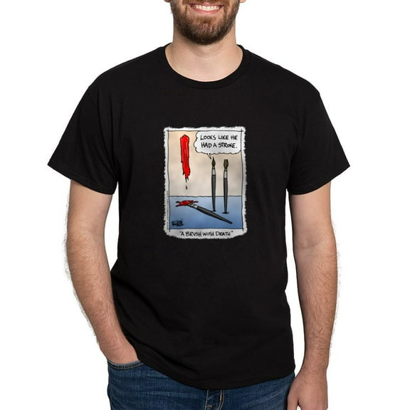 CafePress - A Brush With Death T Shirt - Men's Classic Graphic Cotton T-Shirt