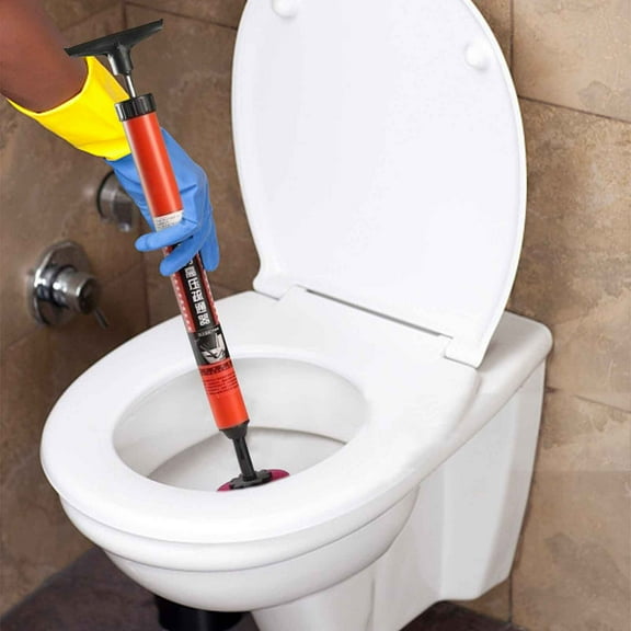 Heavy Duty High Pressure Toilet Plunger 120 PSI, Stainless Steel Drain Cleaner for Sinks Tubs Floor Drains, Plumbing Tool(Red)