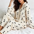 thumbnail image 5 of Naittoop Womens Pajama Set Long Sleeve Button Down 2 Piece Heart Print Sleepwear Cute Shirt Long Pants Matching Sets, 5 of 5