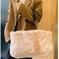 thumbnail image 2 of PIKADINGNIS Fashion Fuzzy Tote Handbag for Women Girls Soft Wool Feel Large Shoulder Bag Chain Strap, 2 of 3