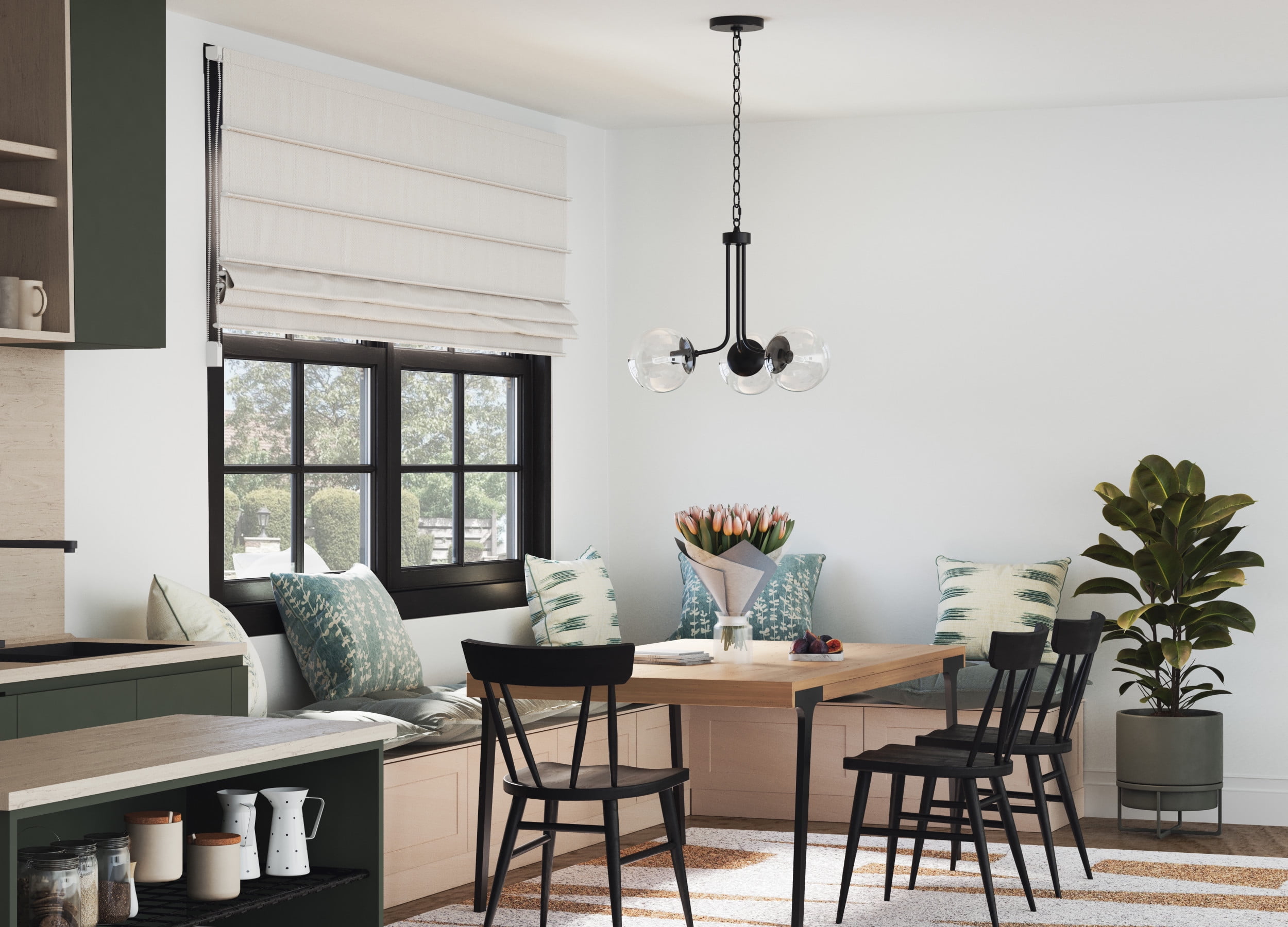 Avec 3-Light Contemporary Metal Matte Black Chandelier