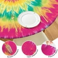 thumbnail image 4 of Colorful Rainbow Tie Dye Spiral Pattern Round Fitted Tablecloth with Elastic Edge,Dining Table Cover Waterproof,Outdoor Round Tablecloth for Camping,Dining,Indoor and Outdoor, 4 of 7