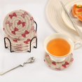 thumbnail image 5 of 6 Pcs Drink Coasters with Holder 3.94in Woven Coasters for Drinks Cute Red Bows Pattern Coaster Set for Protection Table, 5 of 7