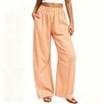 thumbnail image 5 of hoksml Women's Gingham Wide Leg Pants Elastic High Waist Button Front Pleated Lounge Trousers with Pockets for Vacation and Daily Casual, 5 of 8