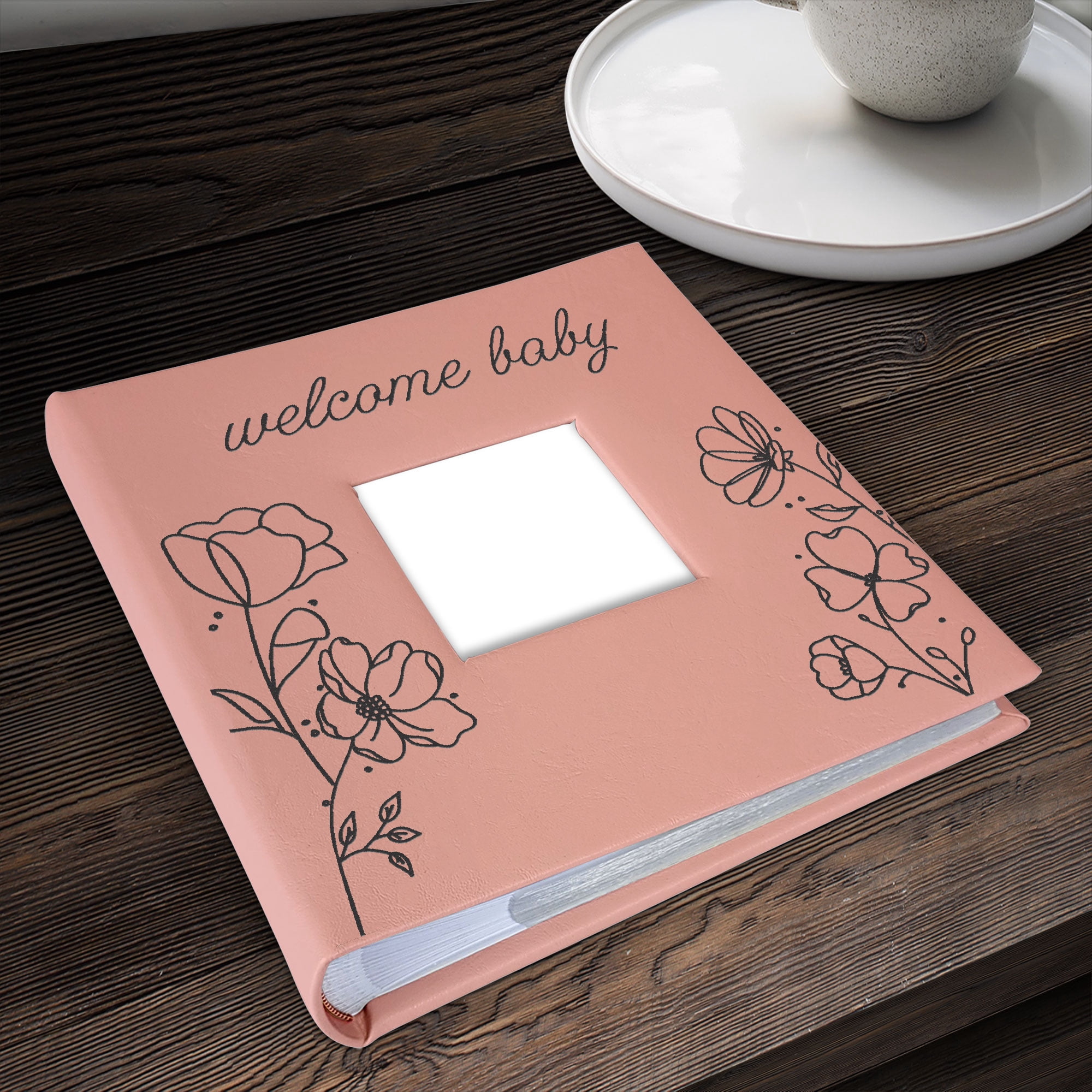Giftsforyounow Personalized Welcome Baby Floral Print Pink Leatherette Photo Album Baby Girl Keepsake