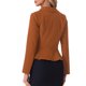 thumbnail image 3 of Blazer corto de trabajo INSPIRE CHIC para mujer con cuello de solapa, manga larga, volantes, chaqueta casual de oficina L color camel, 3 of 6