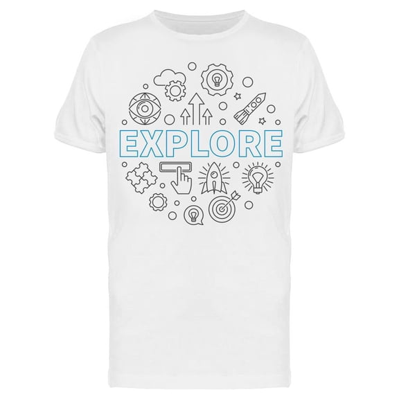 Explore, Round Icons T-Shirt Men -Image by Shutterstock, Male XX-Large