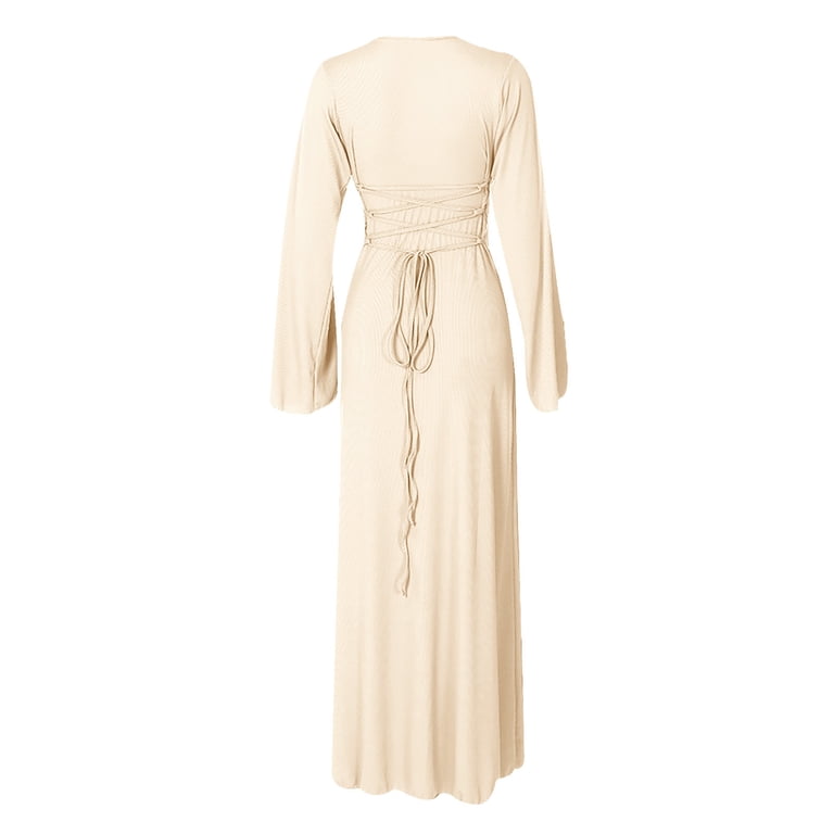 authentic cream crewneck long sleeve fit and flare dress Monroe