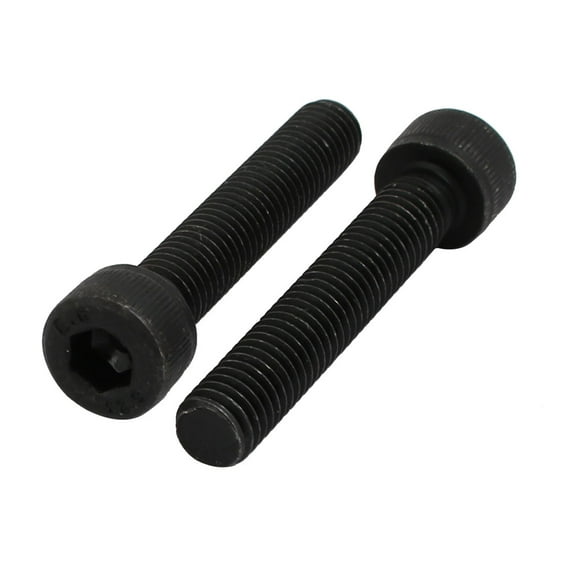 2Pcs M8x45mm 12.9 Grade Hex Socket Cap Left Hand Thread Screw Bolt Black