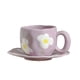 thumbnail image 1 of Bonita taza de cerámica de estilo coreano con forma de corazón y flores pintadas a mano, taza de café con platillo y asa, tazas para desayuno, leche y agua, 1 of 6