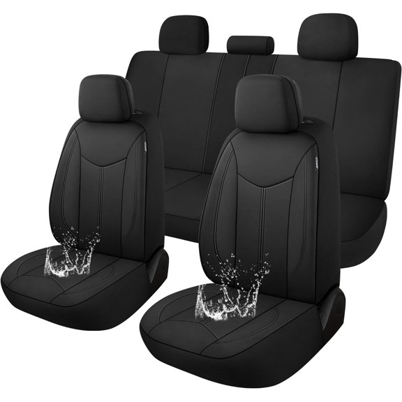 Waterproof Car Seat Cover Full Seats, Neoprene Seat Covers for Cars,Split Bench Compatible Car Interior Covers, Universal Fit Most Car Sedan Truck SUV(Black)