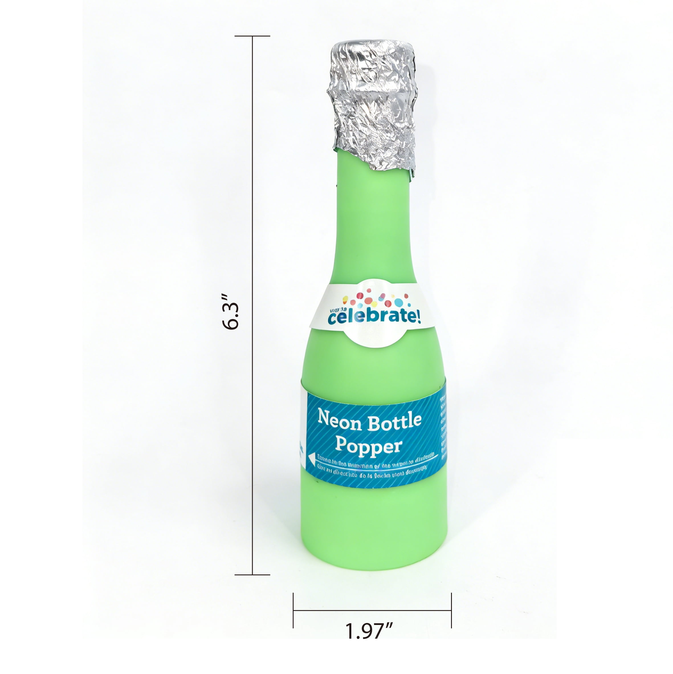 Neon Bottle Confetti Popper, 4 Pack, Adults, by Way To Celebrate